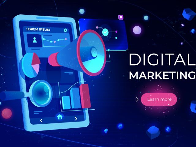 Digital marketing landing page, smartphone screen