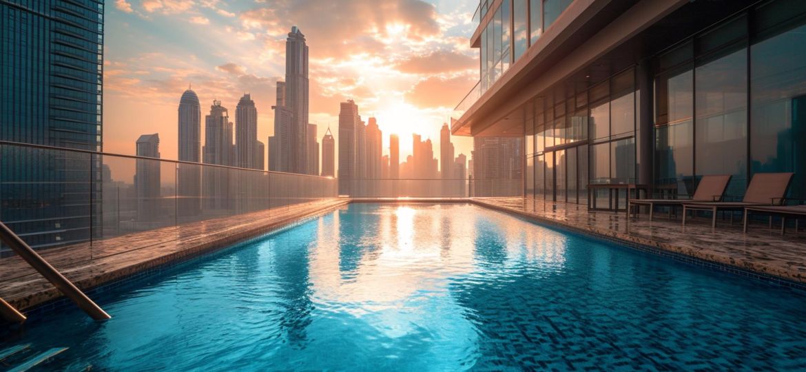 rooftop-pool-bustling-city-setting-with-skyscrapers-towering-background