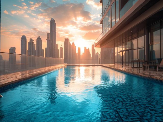 rooftop-pool-bustling-city-setting-with-skyscrapers-towering-background